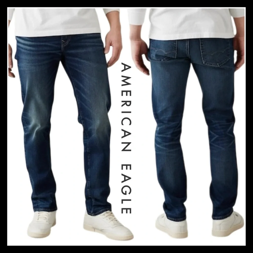 4 PAIRS American Eagle AirFlex+ Slim Straight Men’s 4 Jean BUNDLE Size (33X30) - Picture 13 of 13